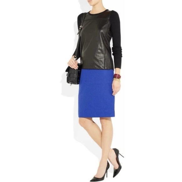 J. Crew Royal Blue Wool Straight Pencil Skirt Knee Length Size 4 Small NWT - Picture 2 of 11